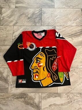Vintage Nike Chicago Blackhawks all over print Hockey Jersey